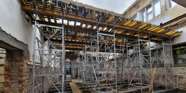 Nasza realizacja - przebudowa Szpitala Klinicznego w Rybniku - wynajem deskowania ściennego MidiFORM, deskowania stropowego BudoSTROP oraz wież podporowych | budosprzet.pl